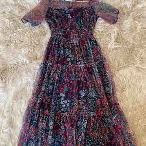 Maeve by Anthropologie ruched floral maxi dress